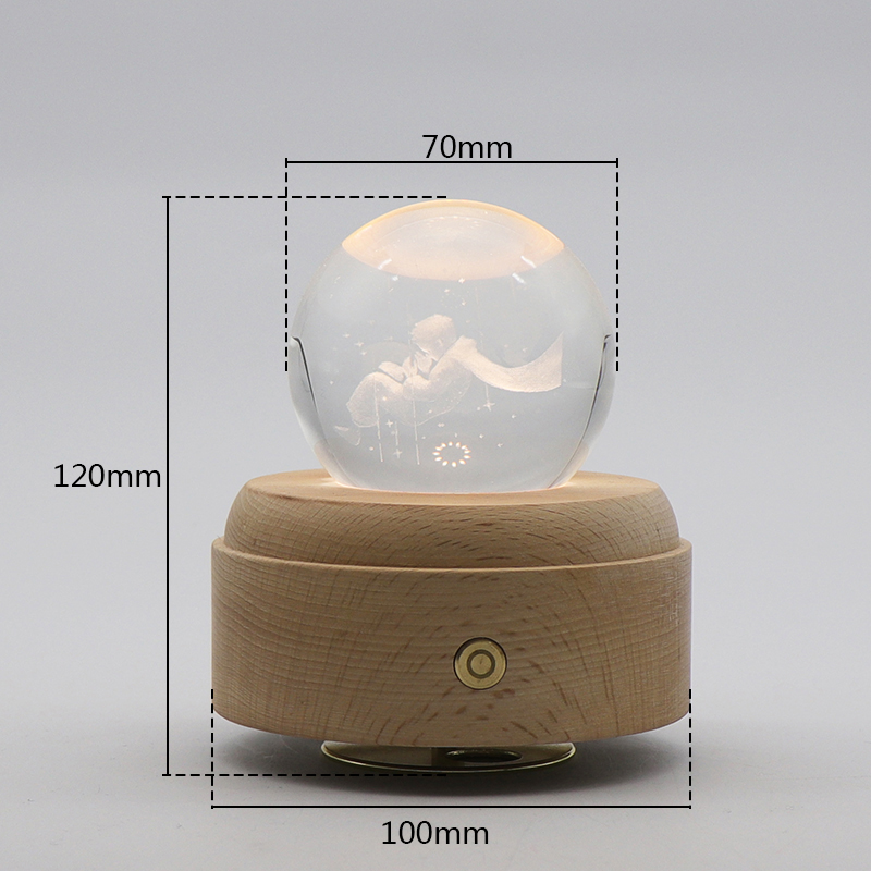 음악 상자가있는 Dimmable 3D Crystal Night Lamp