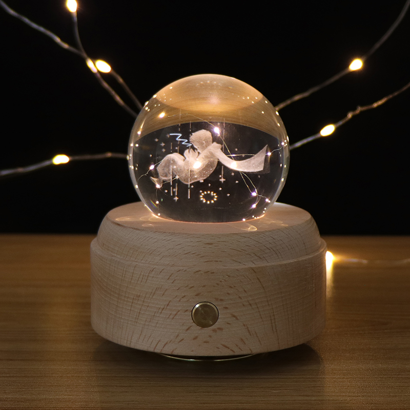음악 상자가있는 Dimmable 3D Crystal Night Lamp