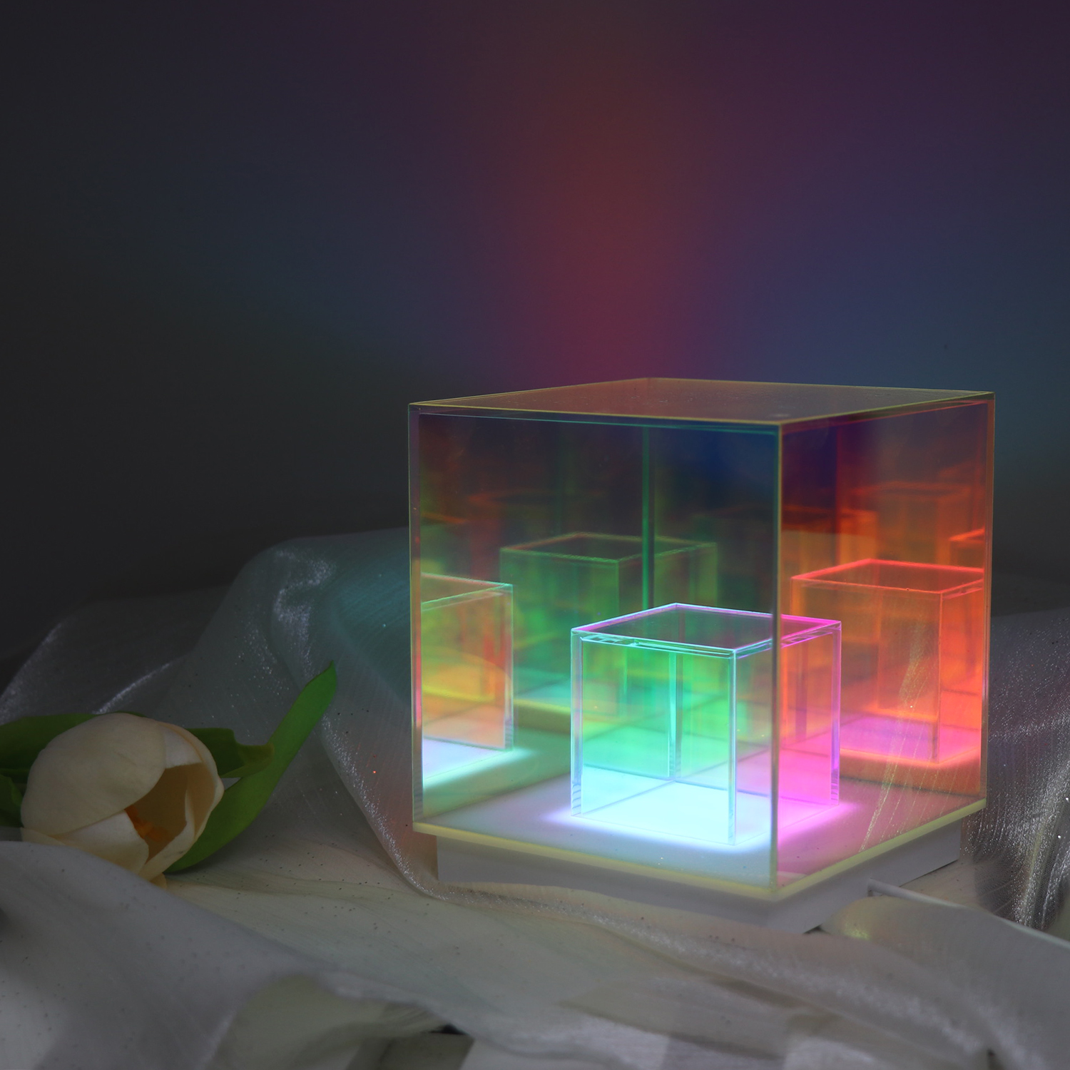USB 큐브 3D 아크릴 램프 화려한 LED 룸 야간 조명 침실 