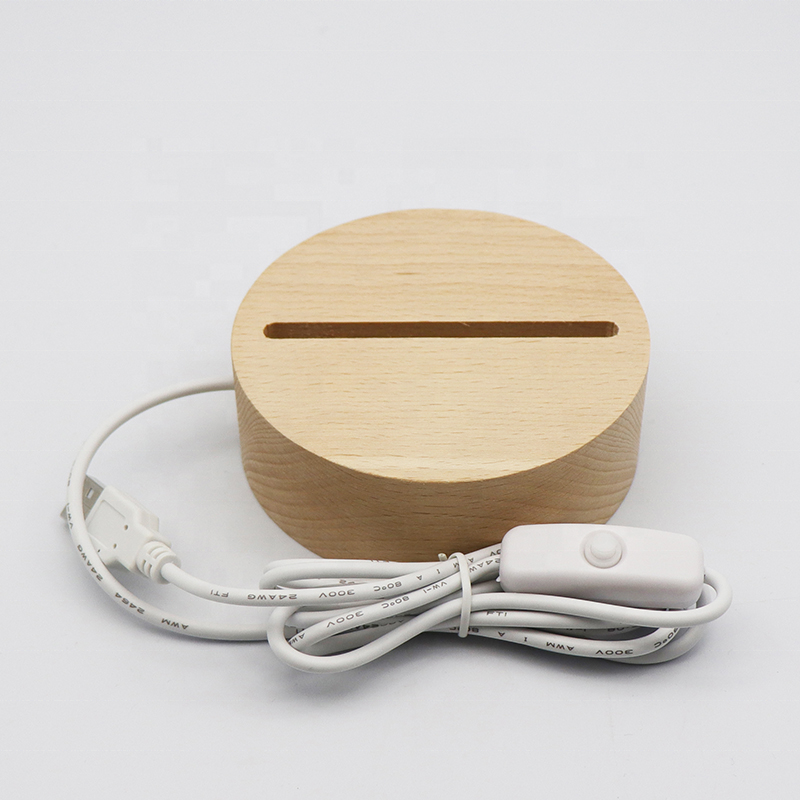 아크릴을위한 USB 목재 LED 야간 조명 램프베이스