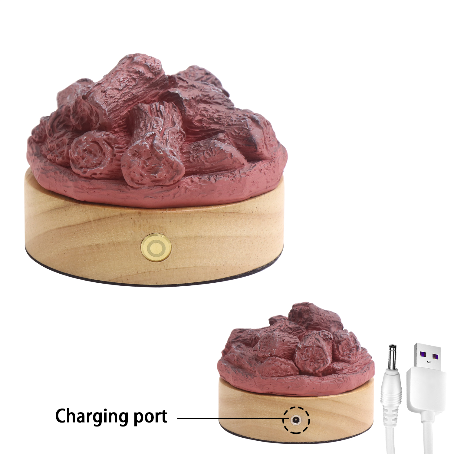 백색 소음 불꽃 LED 야간 조명