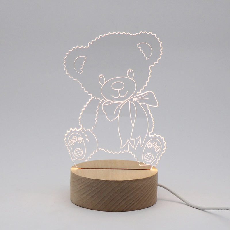 사랑스러운 LED 아크릴 베어 3D 야간 조명