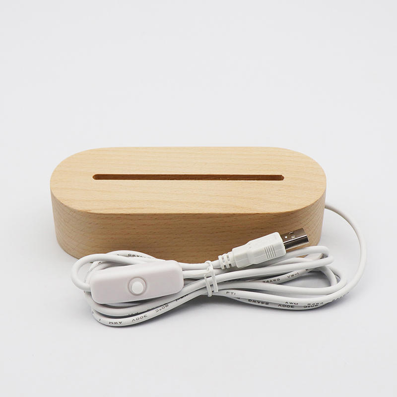 아크릴을위한 USB 목재 LED 야간 조명 램프베이스