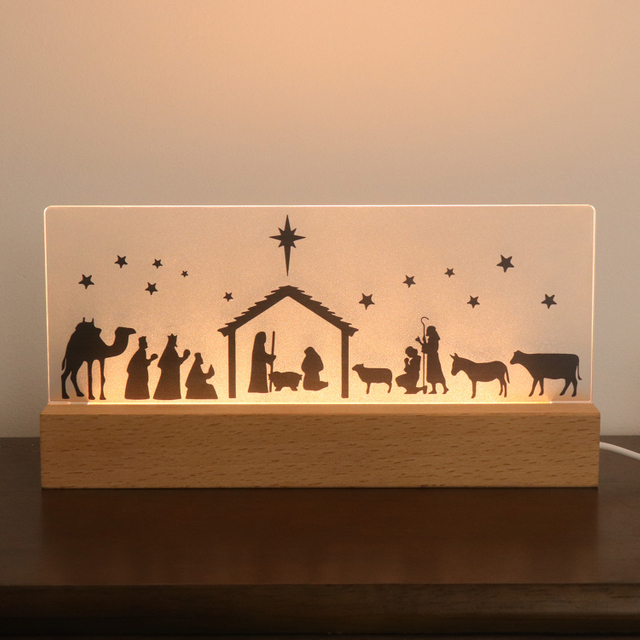 크리스마스 nachtlampje 예수 아크릴 UV 야간 조명 램프