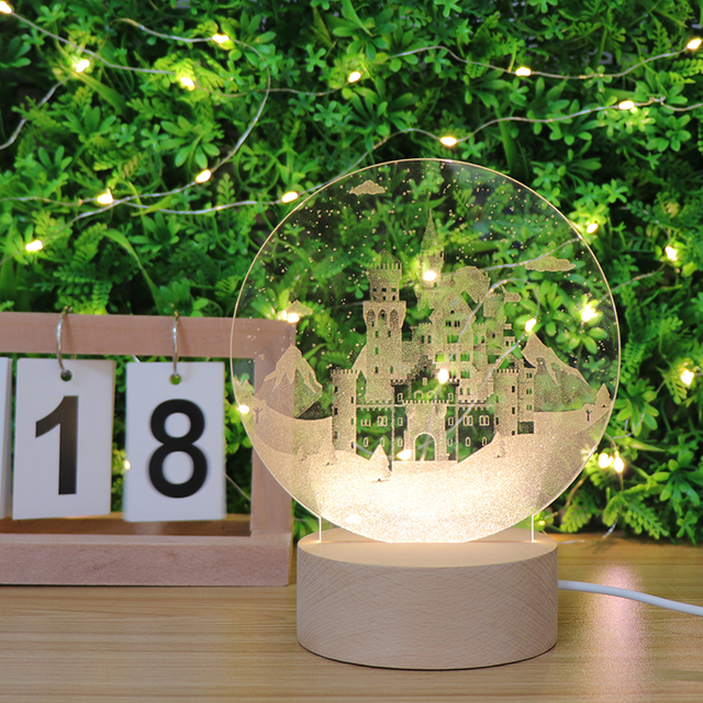 창조적 인 선물 컷오메이션 디자인 성 아크릴 안에 책상 램프가 새겨 져