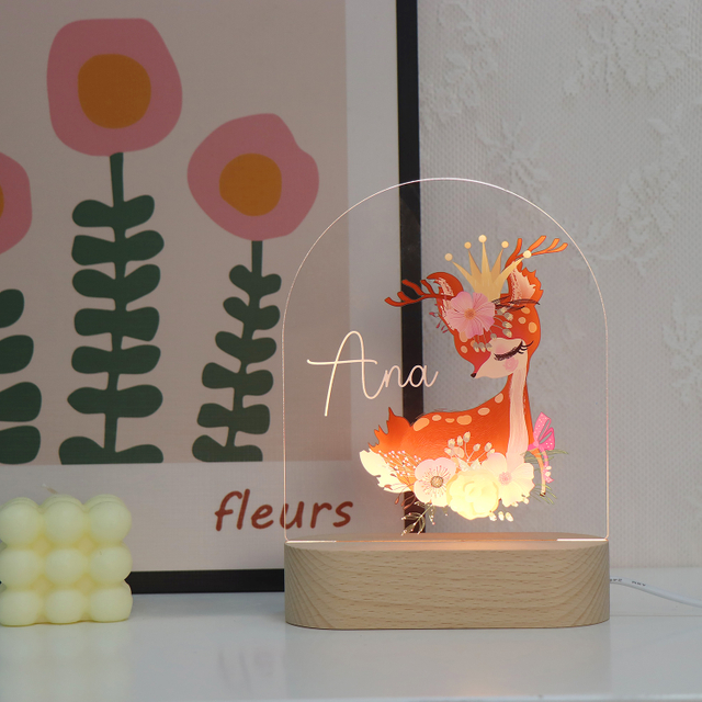 맞춤 이름 UV 아크릴 램프 작은 동물 USB 야간 조명