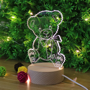 사랑스러운 LED 아크릴 베어 3D 야간 조명