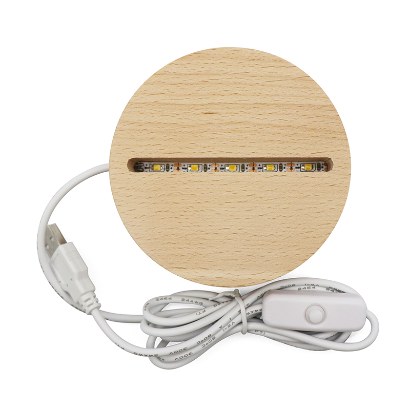 아크릴을위한 USB 목재 LED 야간 조명 램프베이스