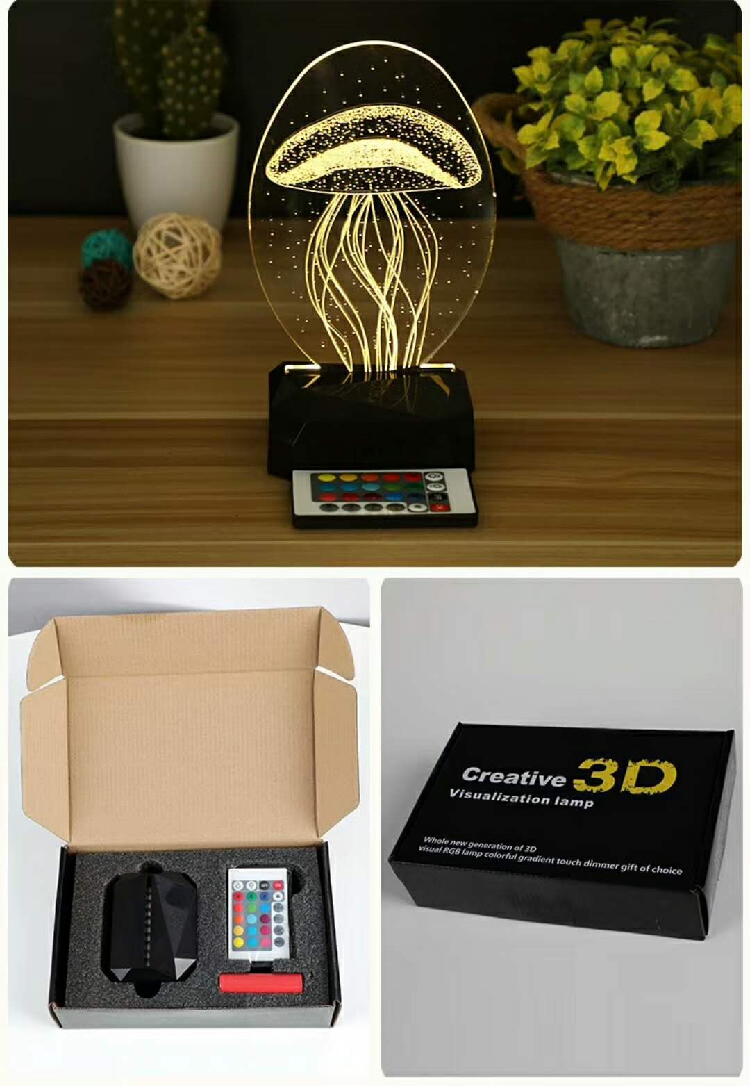 아크릴을위한 원격 제어 블랙 충전식 LED 램프베이스