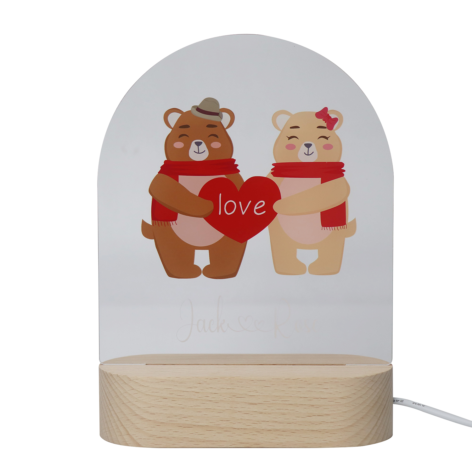 맞춤 이름 UV 아크릴 램프 작은 동물 USB 야간 조명